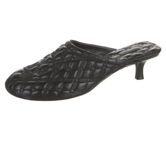Burberry Black Quilted Slip-On Kitten Heel Mule